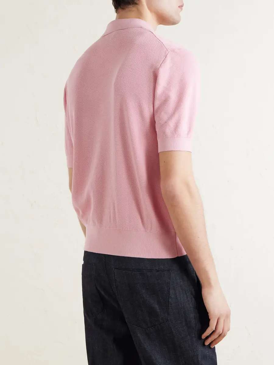 PIACENZA 1733 Knitted Silk and Cotton-Blend Polo Shirt - Men | Thumbnail 4