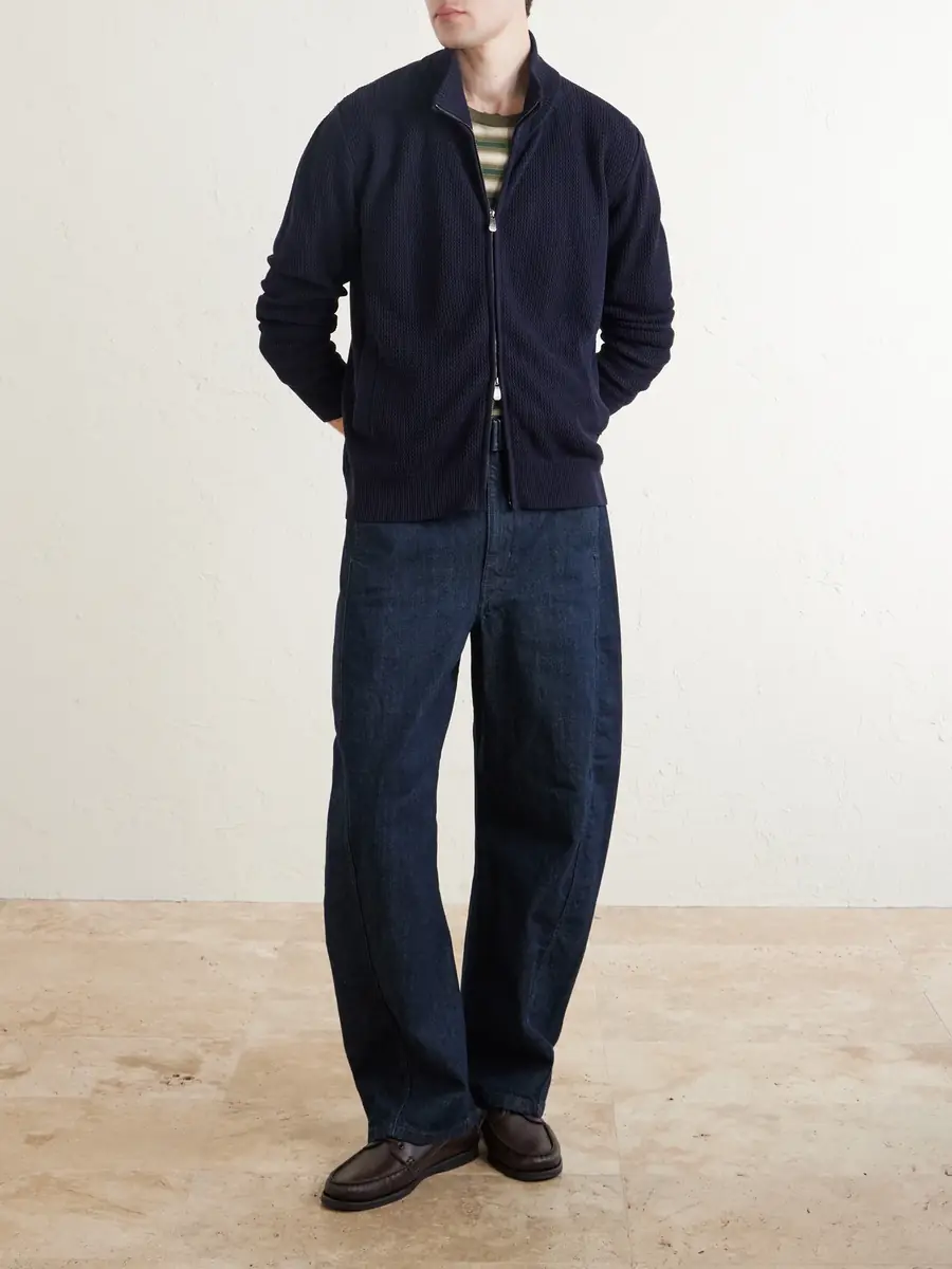 PIACENZA 1733 Knitted Silk and Linen-Blend Zip-Up Cardigan - Men | Thumbnail 2