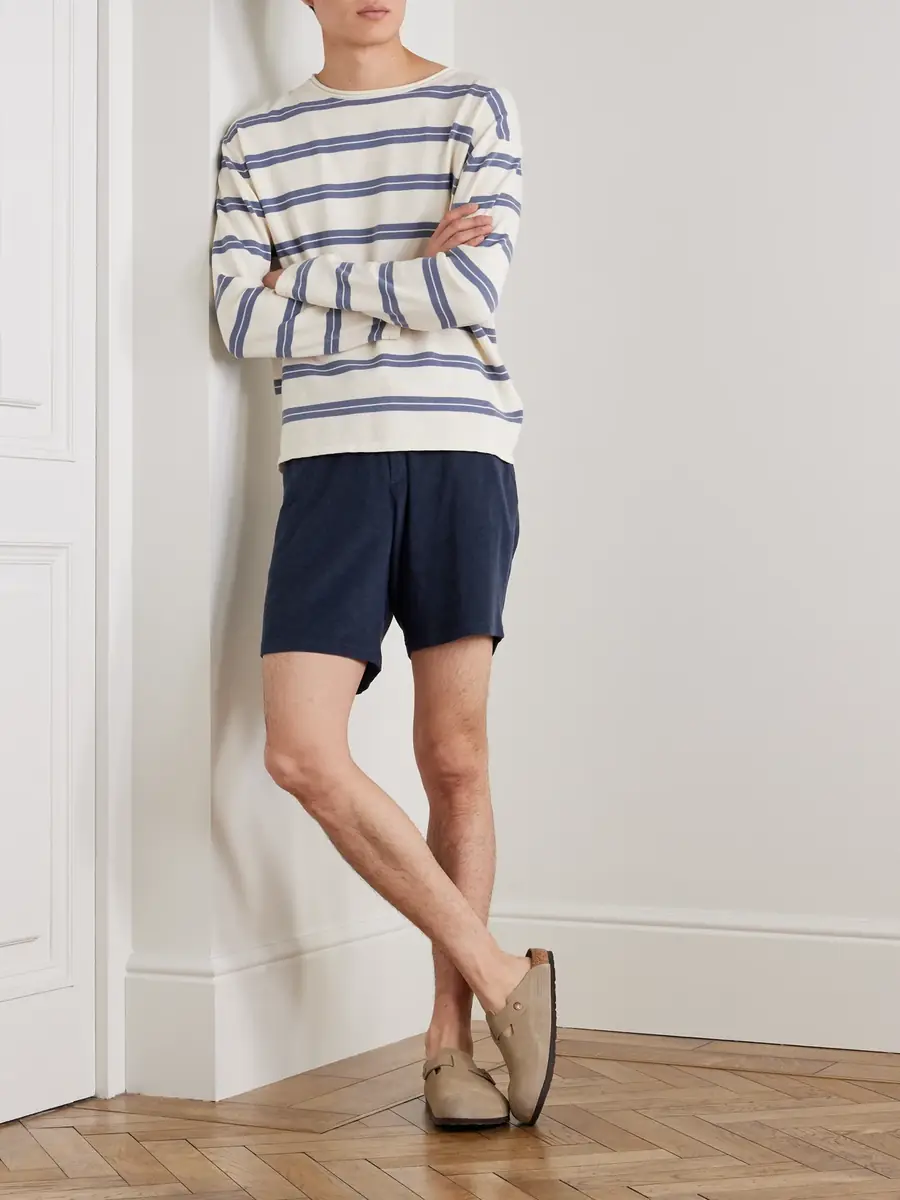 Frescobol Carioca Augusto Straight-Leg Cotton, Lyocell and Linen-Blend Terry Drawstring Shorts - Men | Thumbnail 2 Frescobol Carioca Augusto Straight-Leg Cotton, Lyocell and Linen-Blend Terry Drawstring Shorts - Men | Thumbnail 2