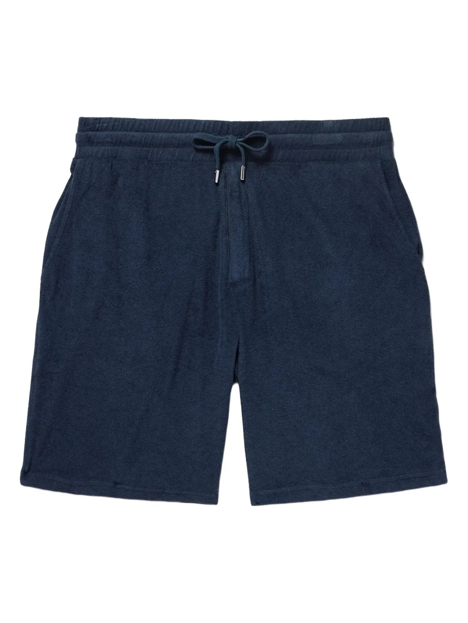 Augusto Straight-Leg Cotton, Lyocell and Linen-Blend Terry Drawstring Shorts - Men