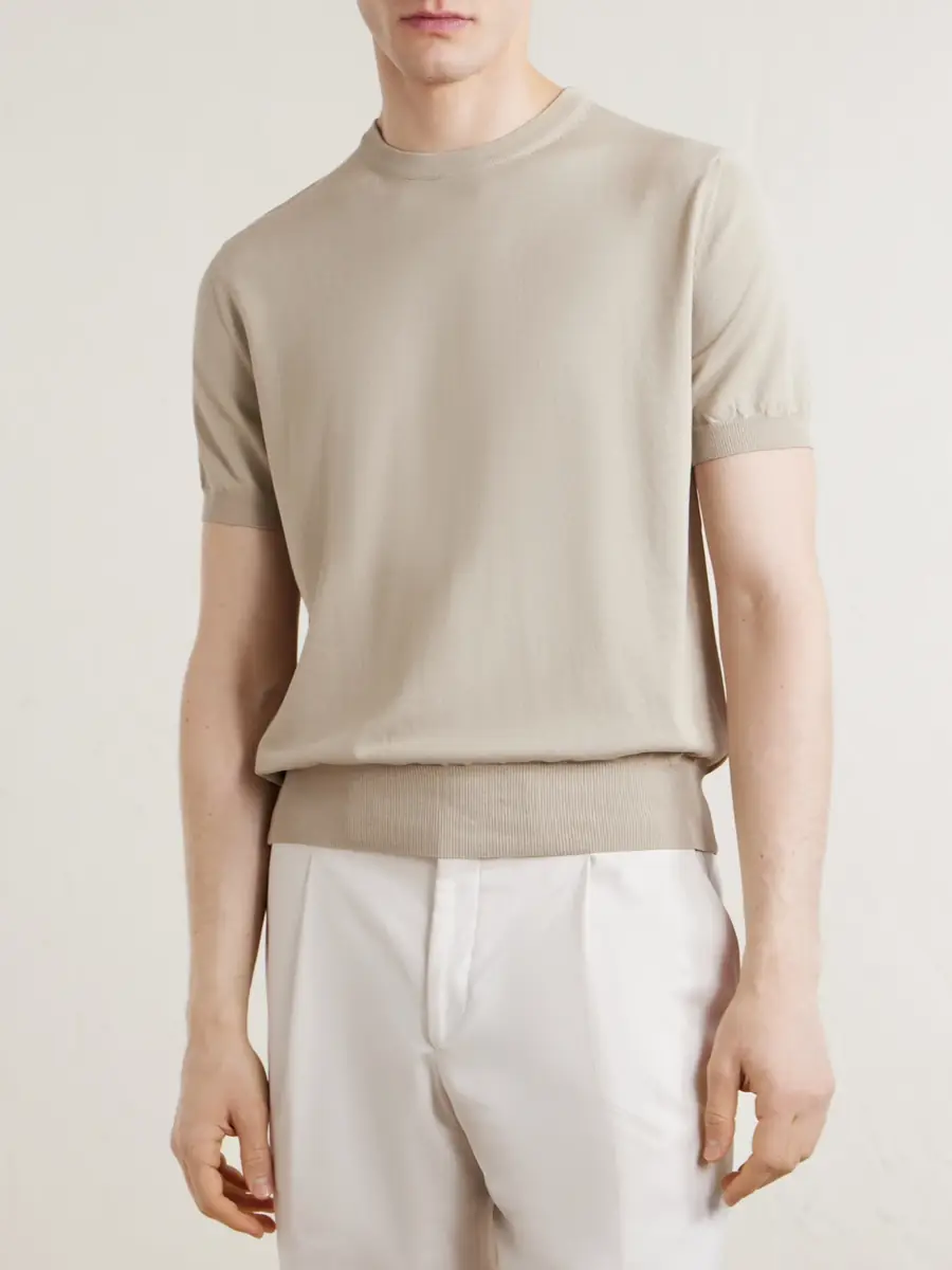 Canali Knitted Cotton T-Shirt - Men | Thumbnail 3 Canali Knitted Cotton T-Shirt - Men | Thumbnail 3