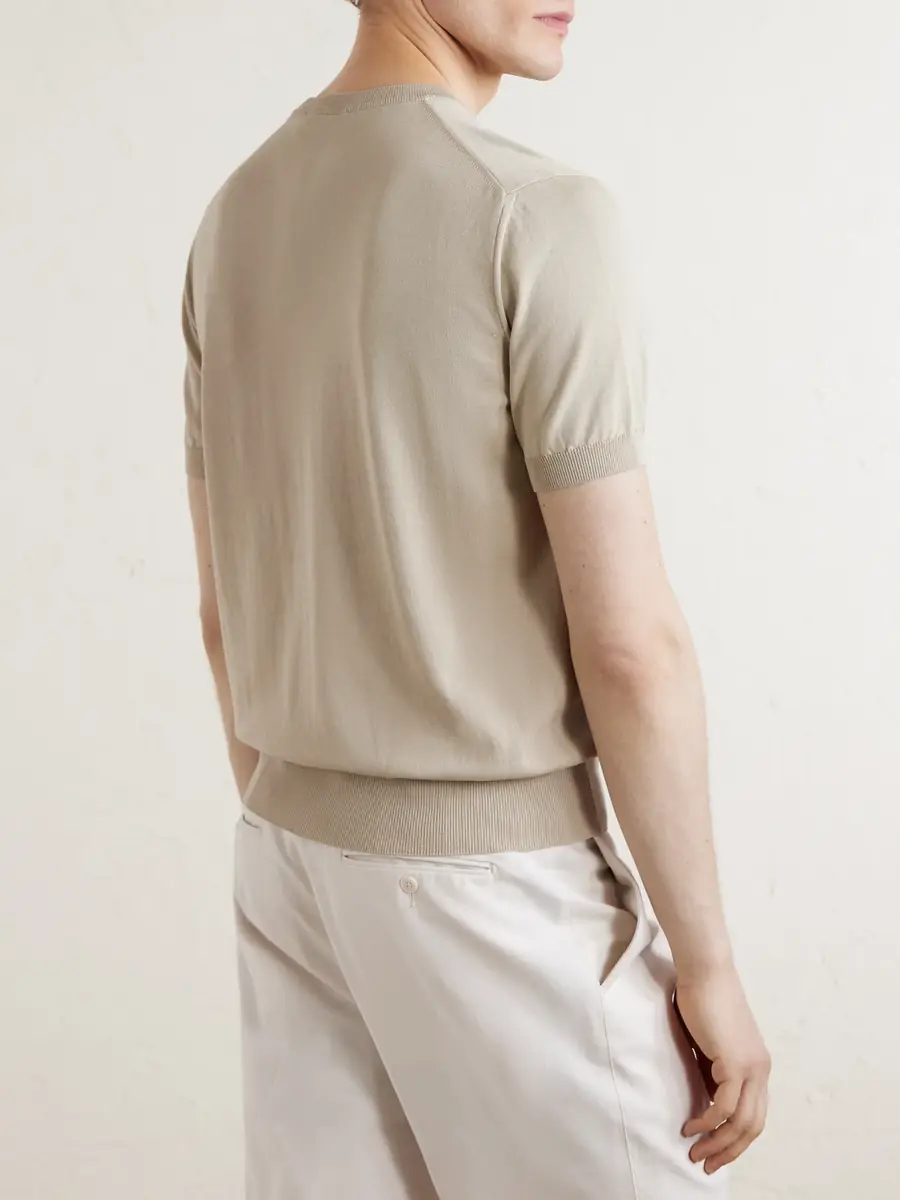 Canali Knitted Cotton T-Shirt - Men | Thumbnail 4 Canali Knitted Cotton T-Shirt - Men | Thumbnail 4