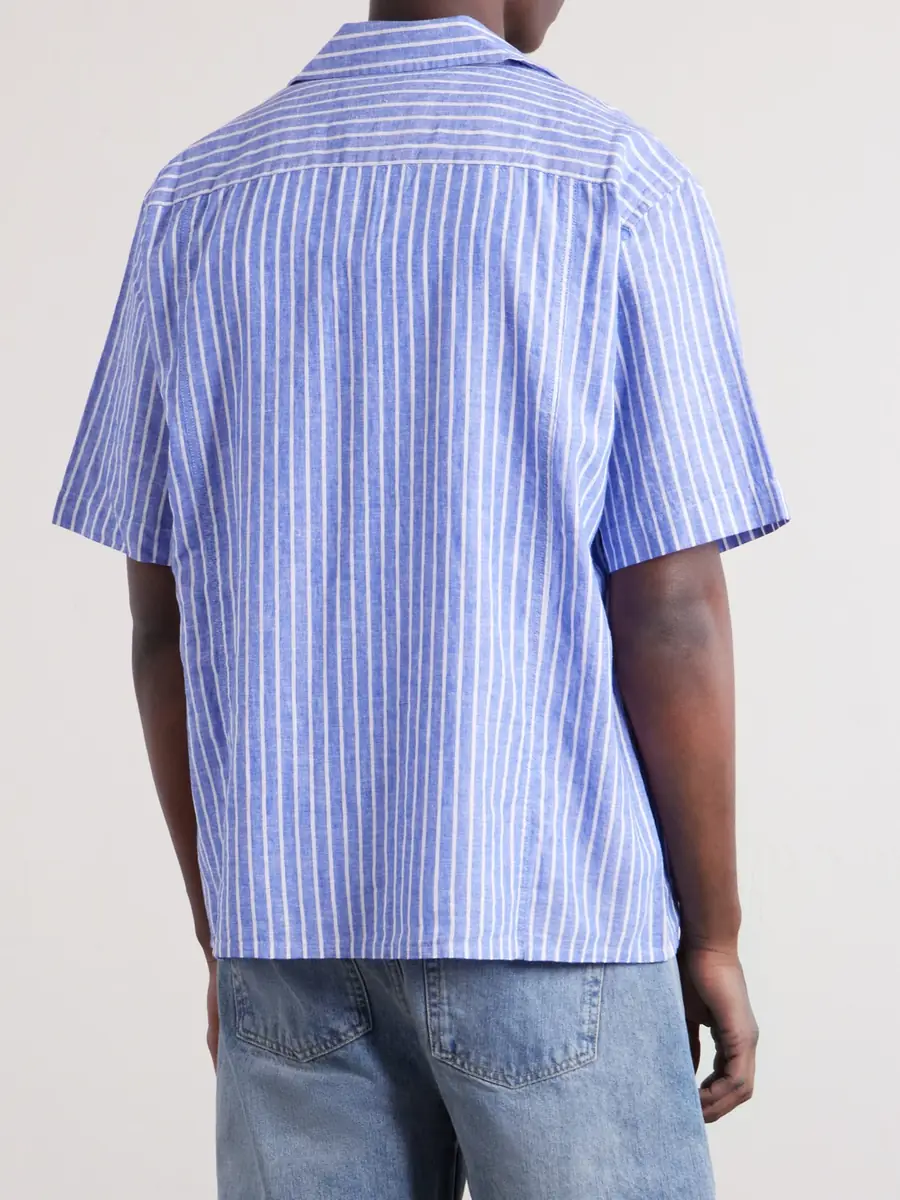 Corridor Camp-Collar Striped Linen and Cotton-Blend Shirt - Men | Thumbnail 4 Corridor Camp-Collar Striped Linen and Cotton-Blend Shirt - Men | Thumbnail 4
