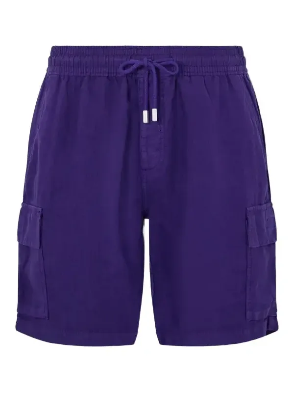 Straight-Leg Linen Drawstring Cargo Shorts - Men Straight-Leg Linen Drawstring Cargo Shorts - Men