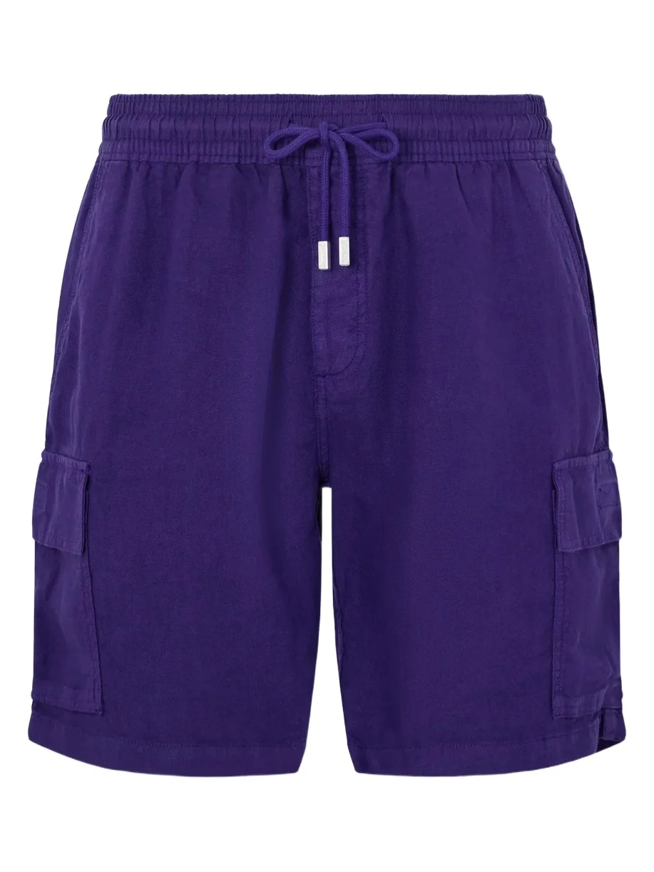 Straight-Leg Linen Drawstring Cargo Shorts - Men Straight-Leg Linen Drawstring Cargo Shorts - Men