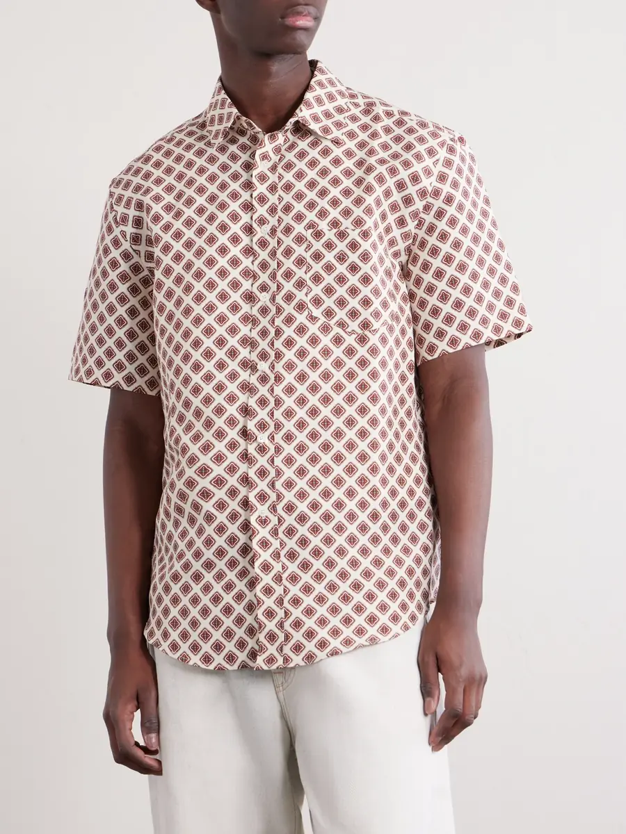 Portuguese Flannel Convertible-Collar Printed Silk and Linen-Blend Shirt - Men | Thumbnail 3