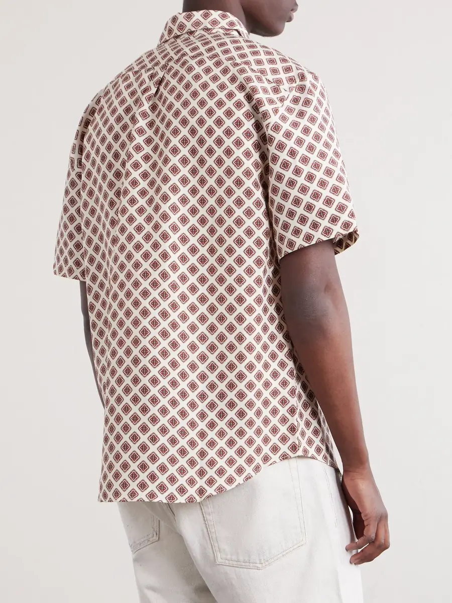 Portuguese Flannel Convertible-Collar Printed Silk and Linen-Blend Shirt - Men | Thumbnail 4