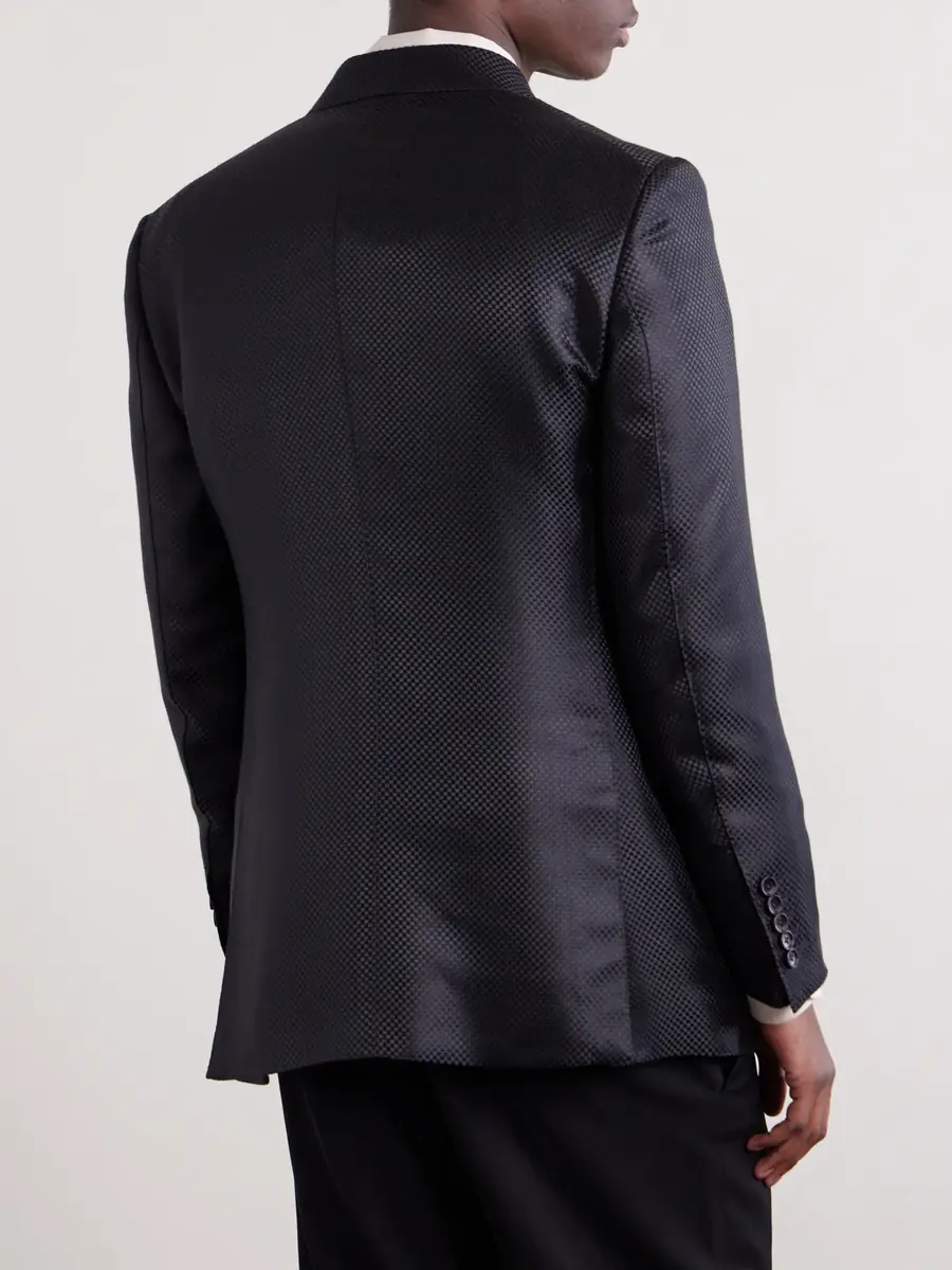 Tom Ford Double-Breasted Silk-Hopsack Blazer - Men | Thumbnail 3 Tom Ford Double-Breasted Silk-Hopsack Blazer - Men | Thumbnail 3