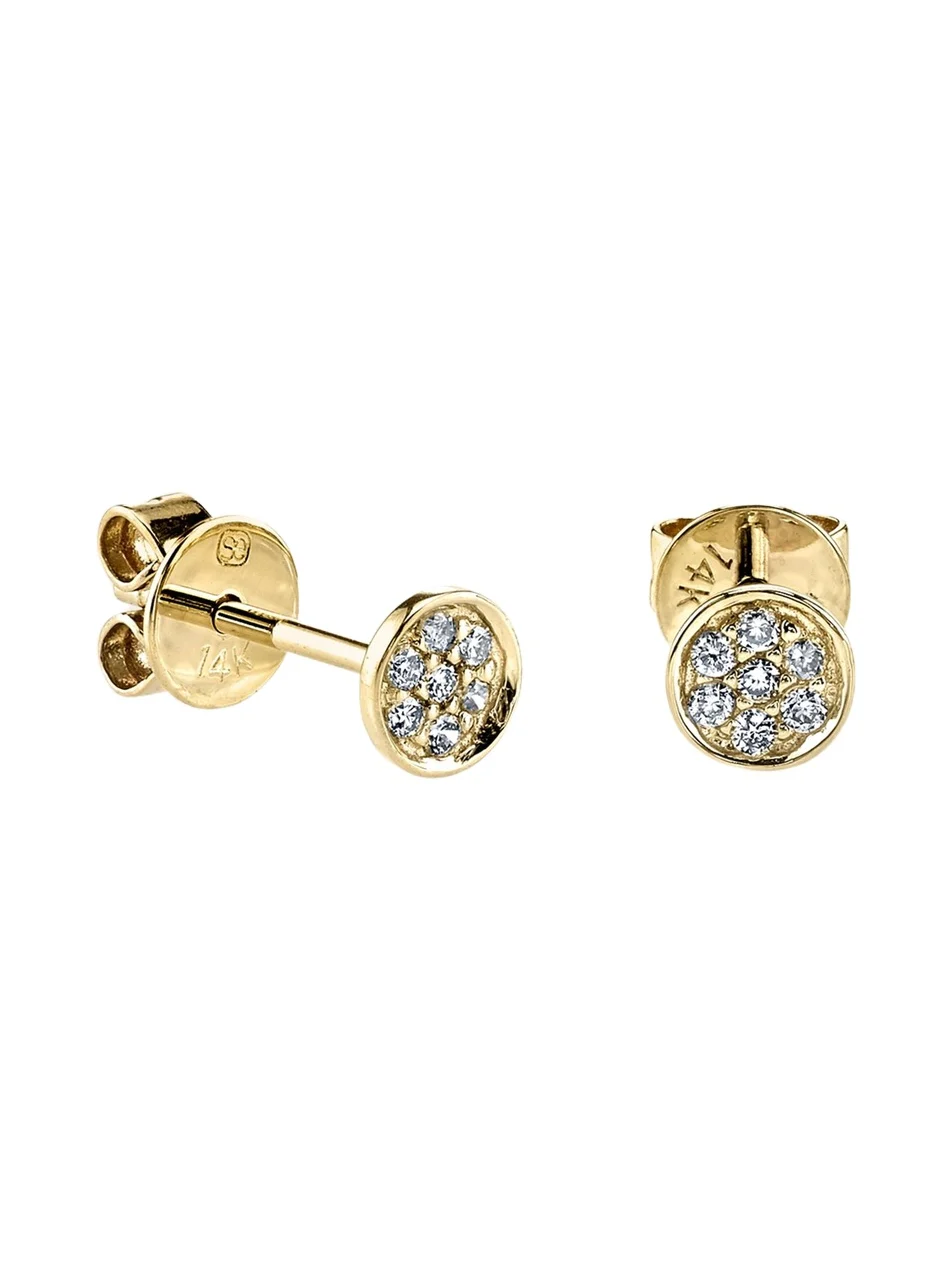 Single Pave Diamond Disc Stud Earring Single Pave Diamond Disc Stud Earring