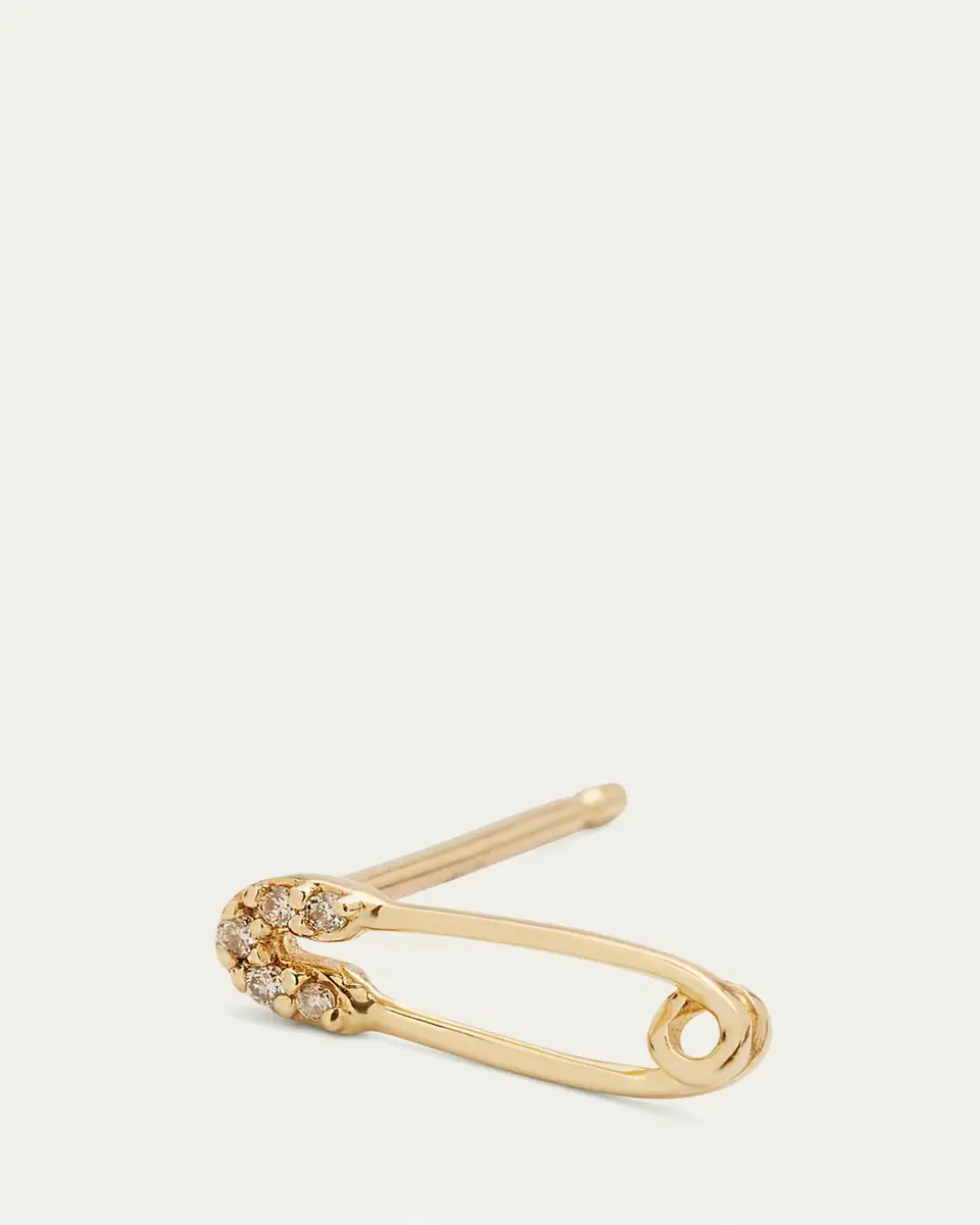 Sydney Evan 14K Yellow Gold Diamond Safety Pin Stud Earring, Single | Thumbnail 3
