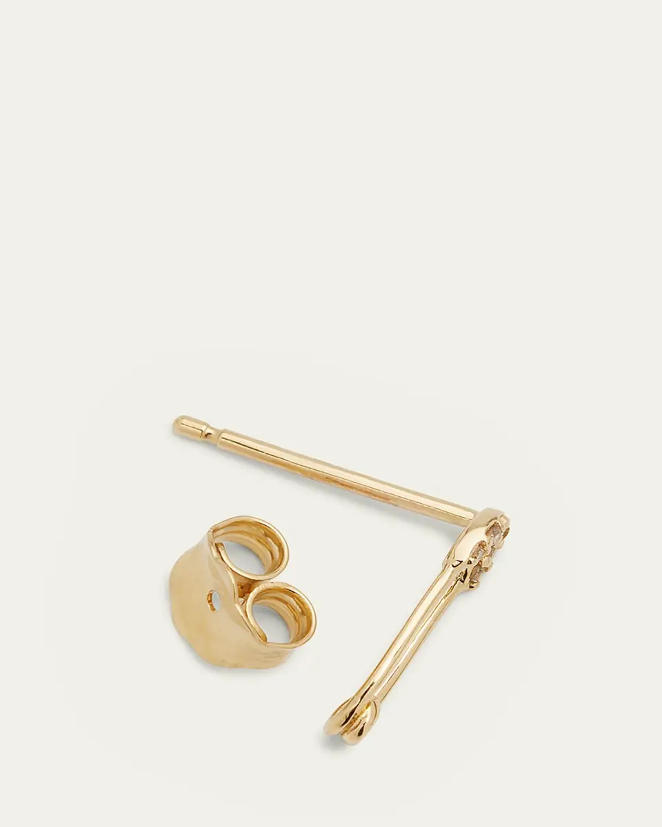 Sydney Evan 14K Yellow Gold Diamond Safety Pin Stud Earring, Single | Thumbnail 4