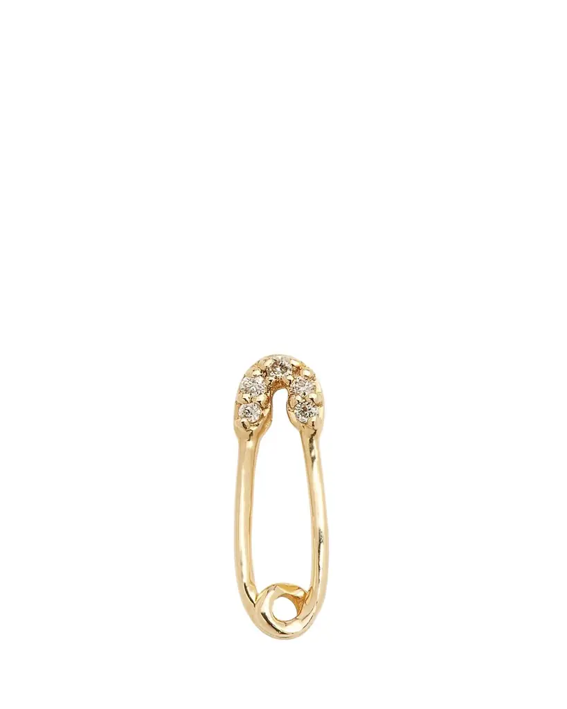 Sydney Evan 14K Yellow Gold Diamond Safety Pin Stud Earring, Single