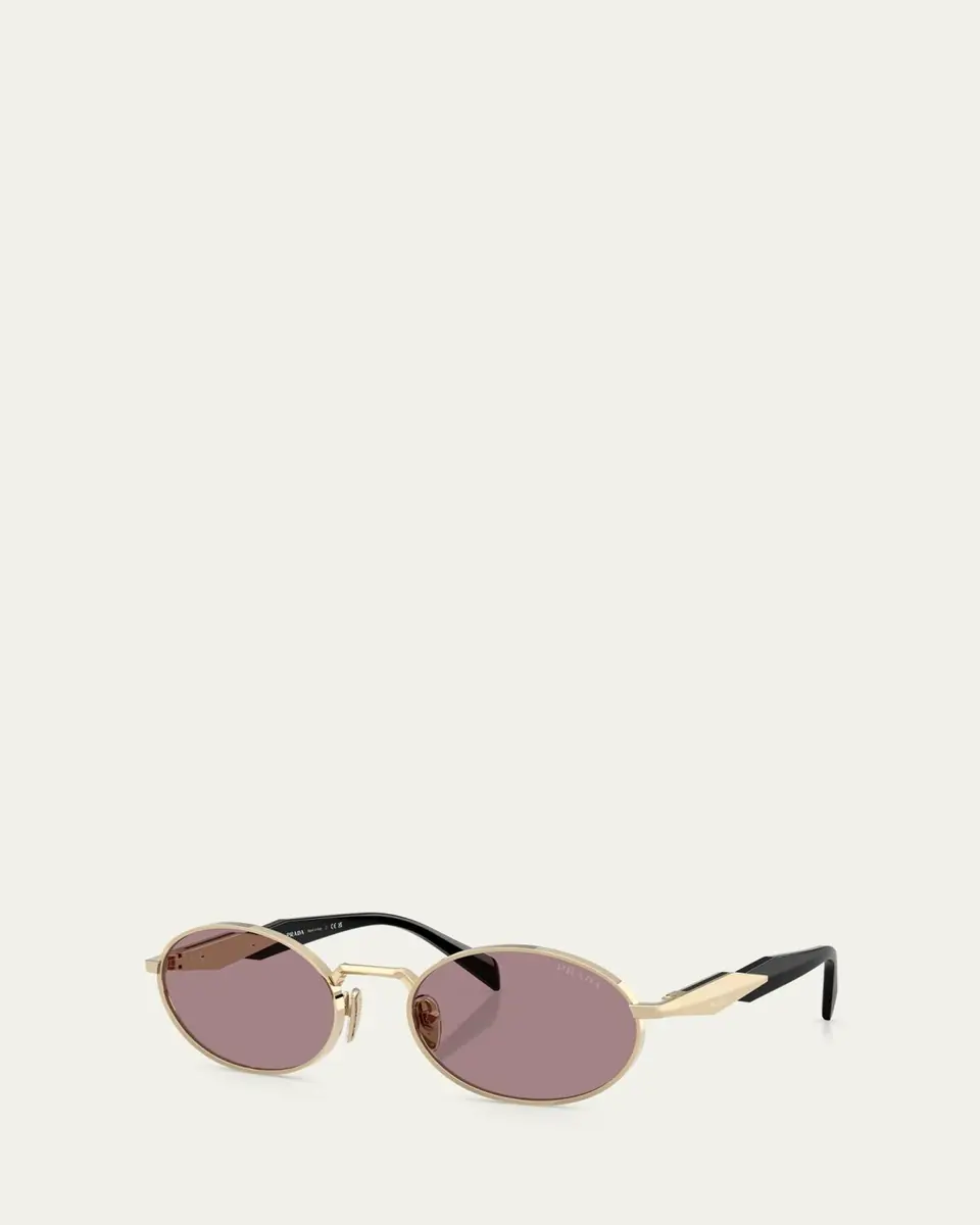 Prada Engraved Logo Metal & Plastic Oval Sunglasses | Thumbnail 4 Prada Engraved Logo Metal & Plastic Oval Sunglasses | Thumbnail 4