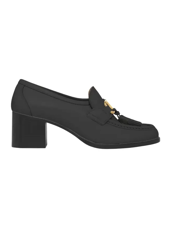 60mm VLogo Signature Leather Block-Heel Penny Loafers 60mm VLogo Signature Leather Block-Heel Penny Loafers