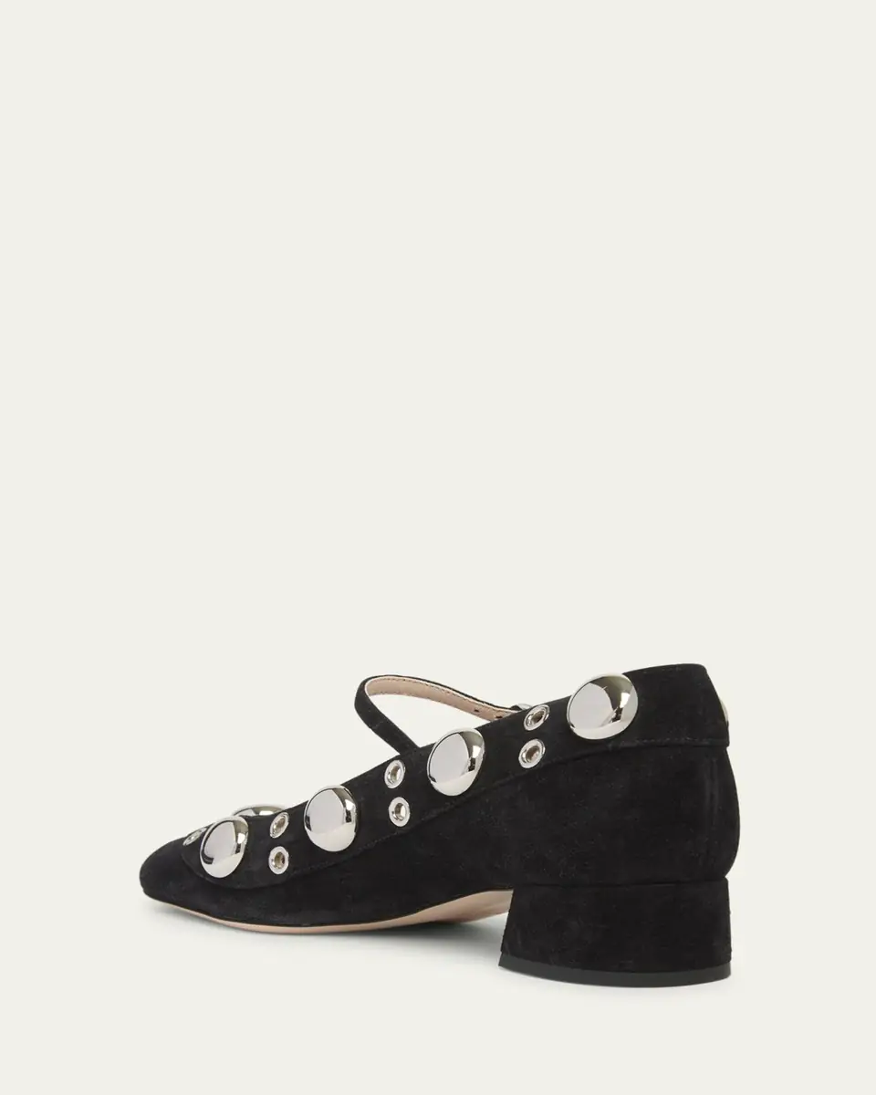 Valentino Garavani 30mm Nellcote Studded Suede Ballerina Pumps | Thumbnail 2