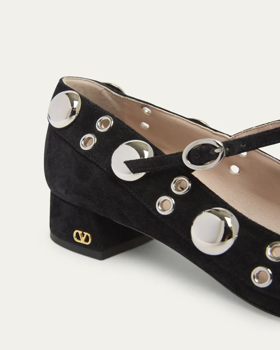 Valentino Garavani 30mm Nellcote Studded Suede Ballerina Pumps | Thumbnail 3