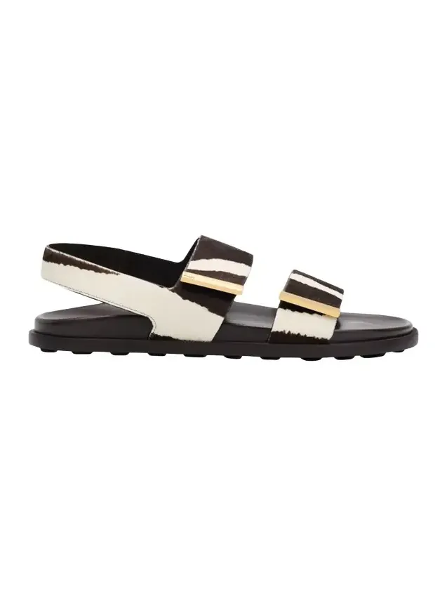 Zebra-Printed Calf Hair Slingback Sandals Zebra-Printed Calf Hair Slingback Sandals