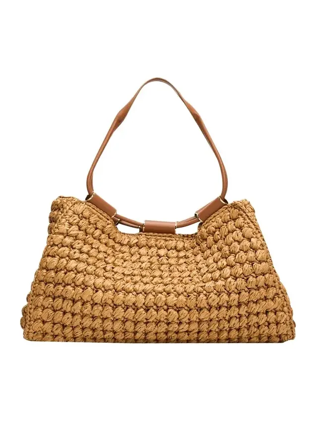 Medium Raffia Shopping Tote Bag