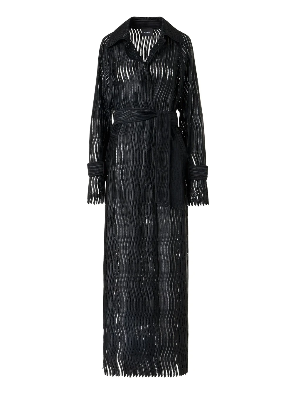 Wave Embroidered Single-Breasted Long Coat Wave Embroidered Single-Breasted Long Coat