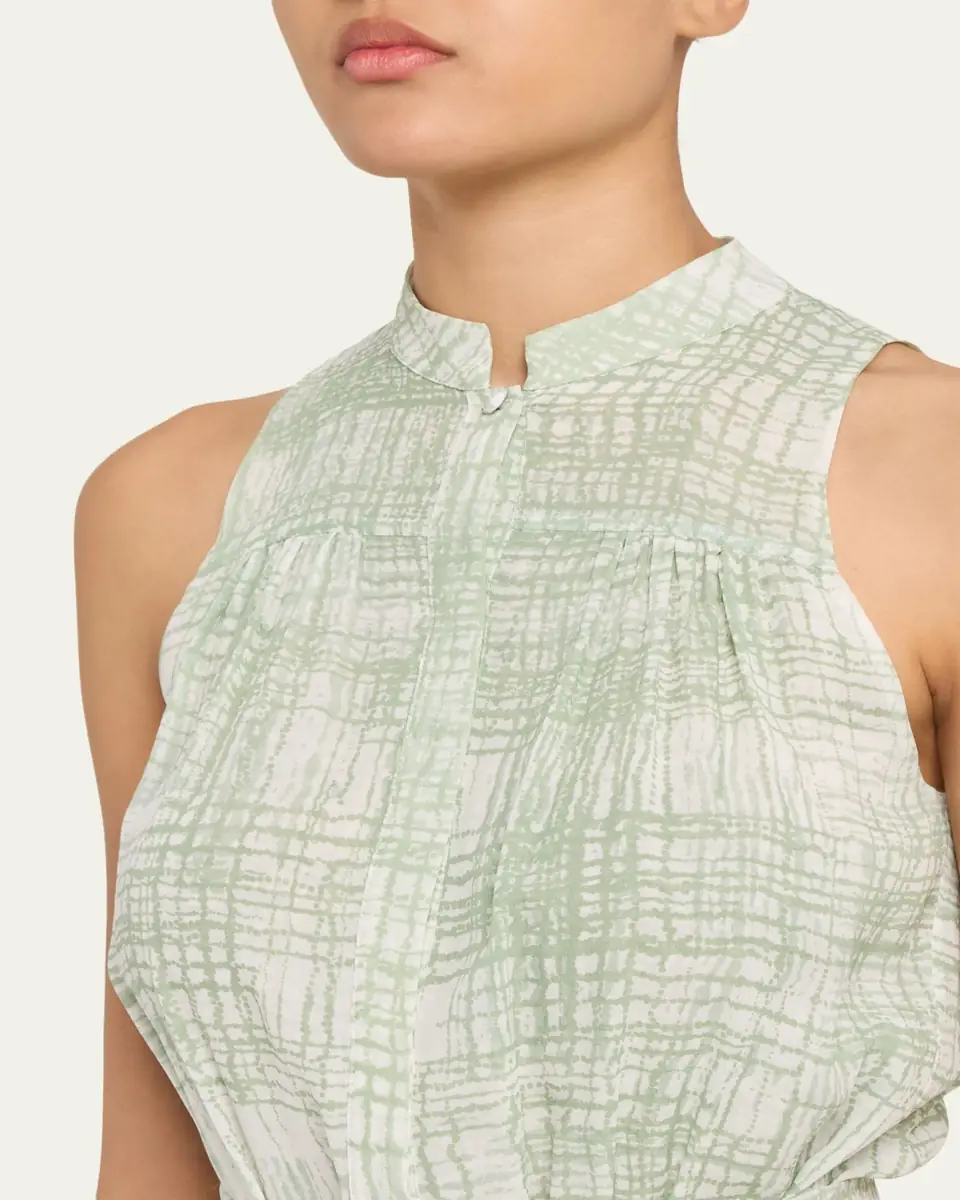 Kiton Check Silk Tie-Waist Tiered Maxi Dress | Thumbnail 5 Kiton Check Silk Tie-Waist Tiered Maxi Dress | Thumbnail 5