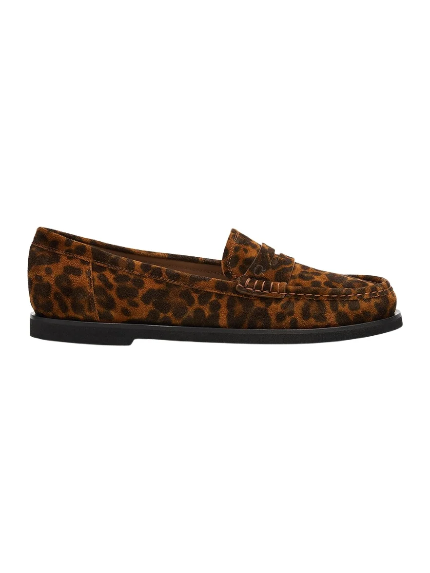 Leopard-Printed Suede Penny Loafers