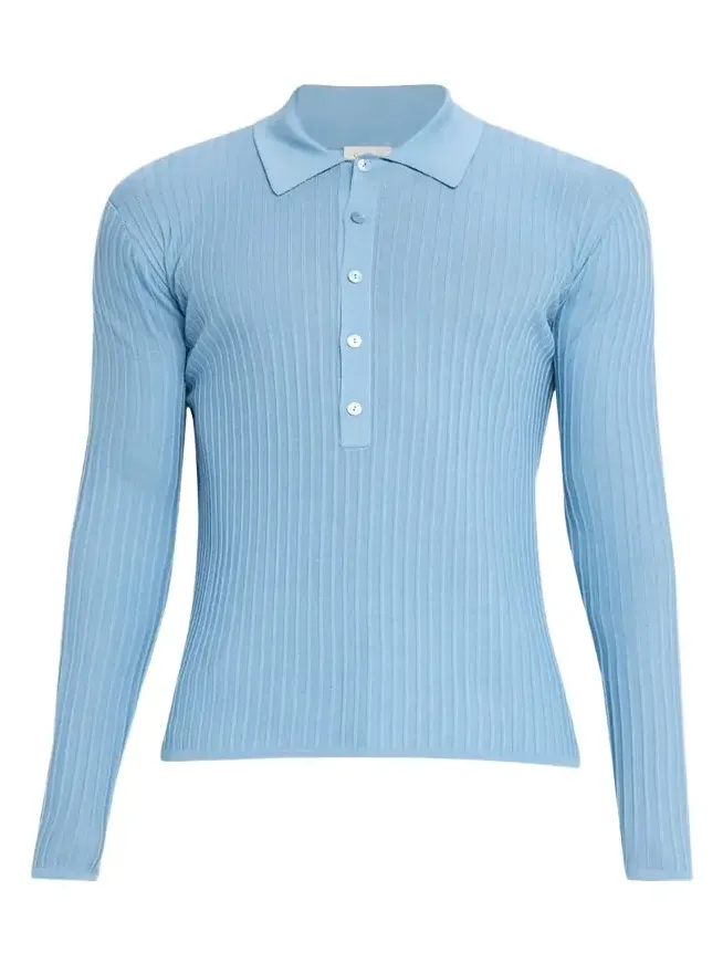 Men's Wool, Cashmere and Silk Ribbed Polo Sweater Men's Wool, Cashmere and Silk Ribbed Polo Sweater