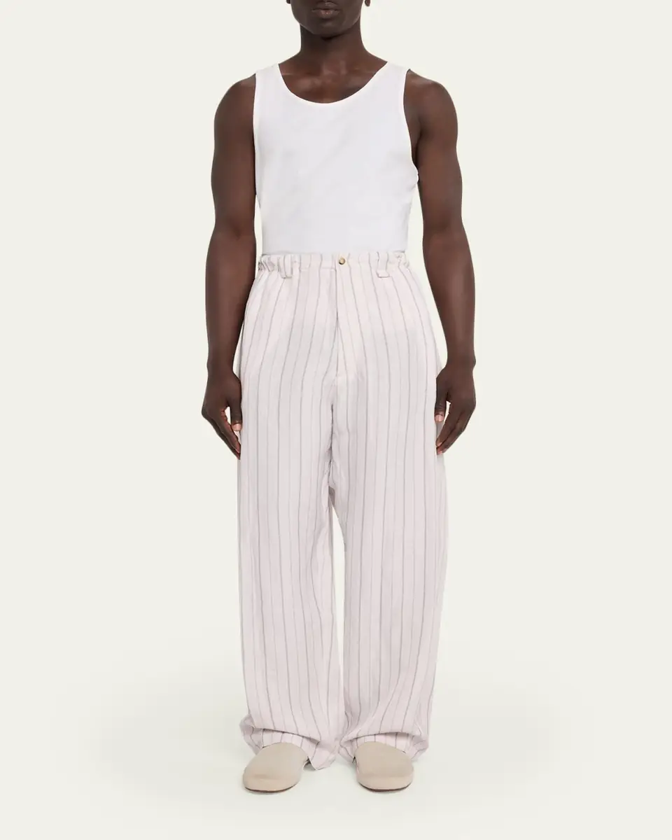 Willy Chavarria Men's Toluca Striped Oversized Linen-Blend Pants | Thumbnail 2 Willy Chavarria Men's Toluca Striped Oversized Linen-Blend Pants | Thumbnail 2