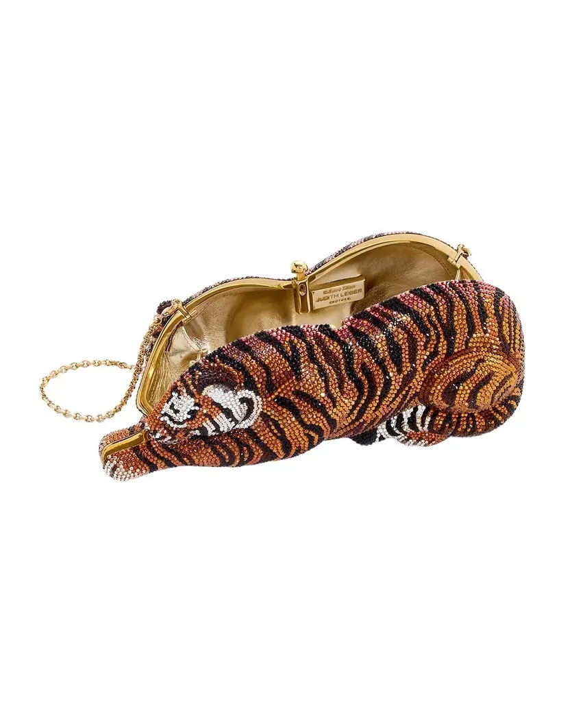 Judith Leiber Couture Tiger Crystal Minaudiere, Copper | Image 1 Judith Leiber Couture Tiger Crystal Minaudiere, Copper | Image 1