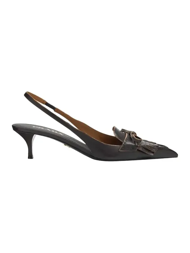 55mm Brushed Leather Slingback Pumps 55mm Brushed Leather Slingback Pumps