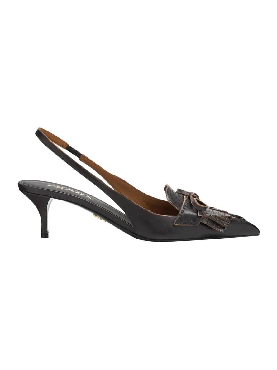 55mm Brushed Leather Slingback Pumps 55mm Brushed Leather Slingback Pumps