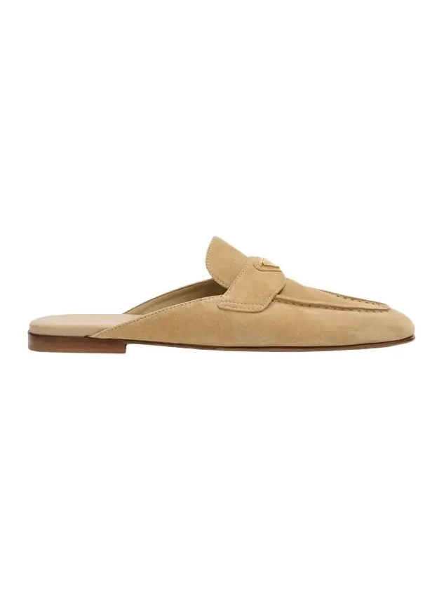 Triangle Logo Suede Loafer Mules Triangle Logo Suede Loafer Mules