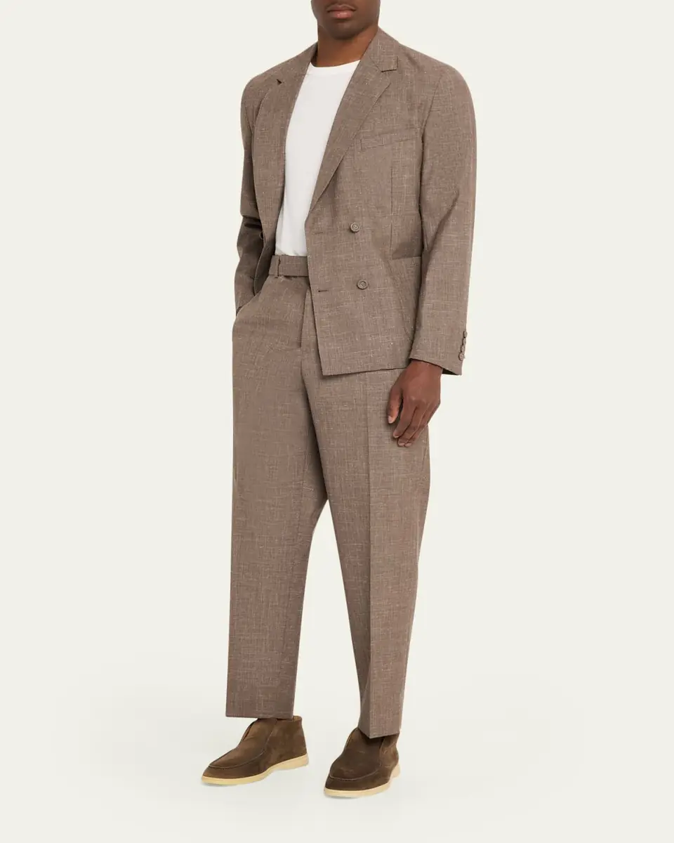 OFFICINE GÉNÉRALE Men's Light Brown Wool Leon Double-Breasted Sport Coat | Thumbnail 2 OFFICINE GÉNÉRALE Men's Light Brown Wool Leon Double-Breasted Sport Coat | Thumbnail 2