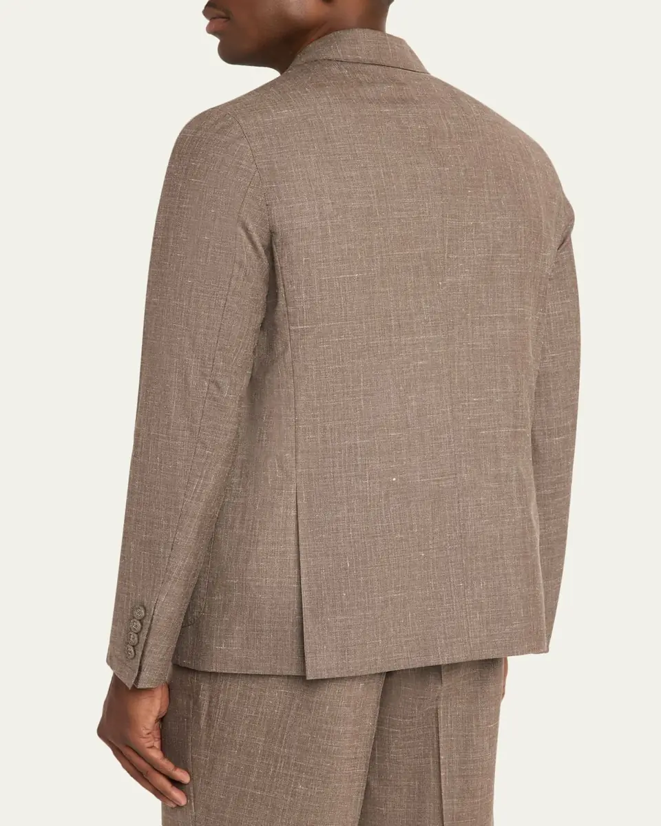 OFFICINE GÉNÉRALE Men's Light Brown Wool Leon Double-Breasted Sport Coat | Thumbnail 3 OFFICINE GÉNÉRALE Men's Light Brown Wool Leon Double-Breasted Sport Coat | Thumbnail 3