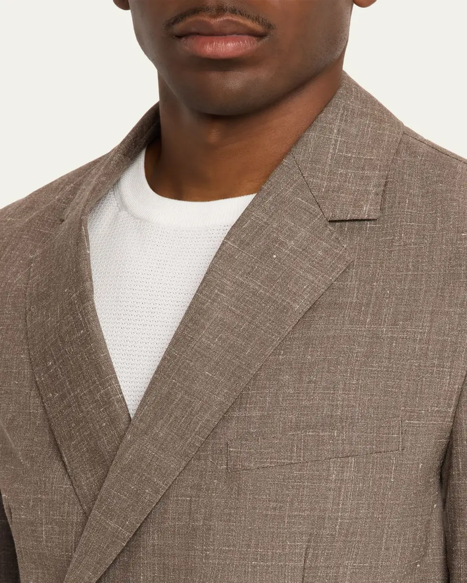OFFICINE GÉNÉRALE Men's Light Brown Wool Leon Double-Breasted Sport Coat | Thumbnail 5 OFFICINE GÉNÉRALE Men's Light Brown Wool Leon Double-Breasted Sport Coat | Thumbnail 5