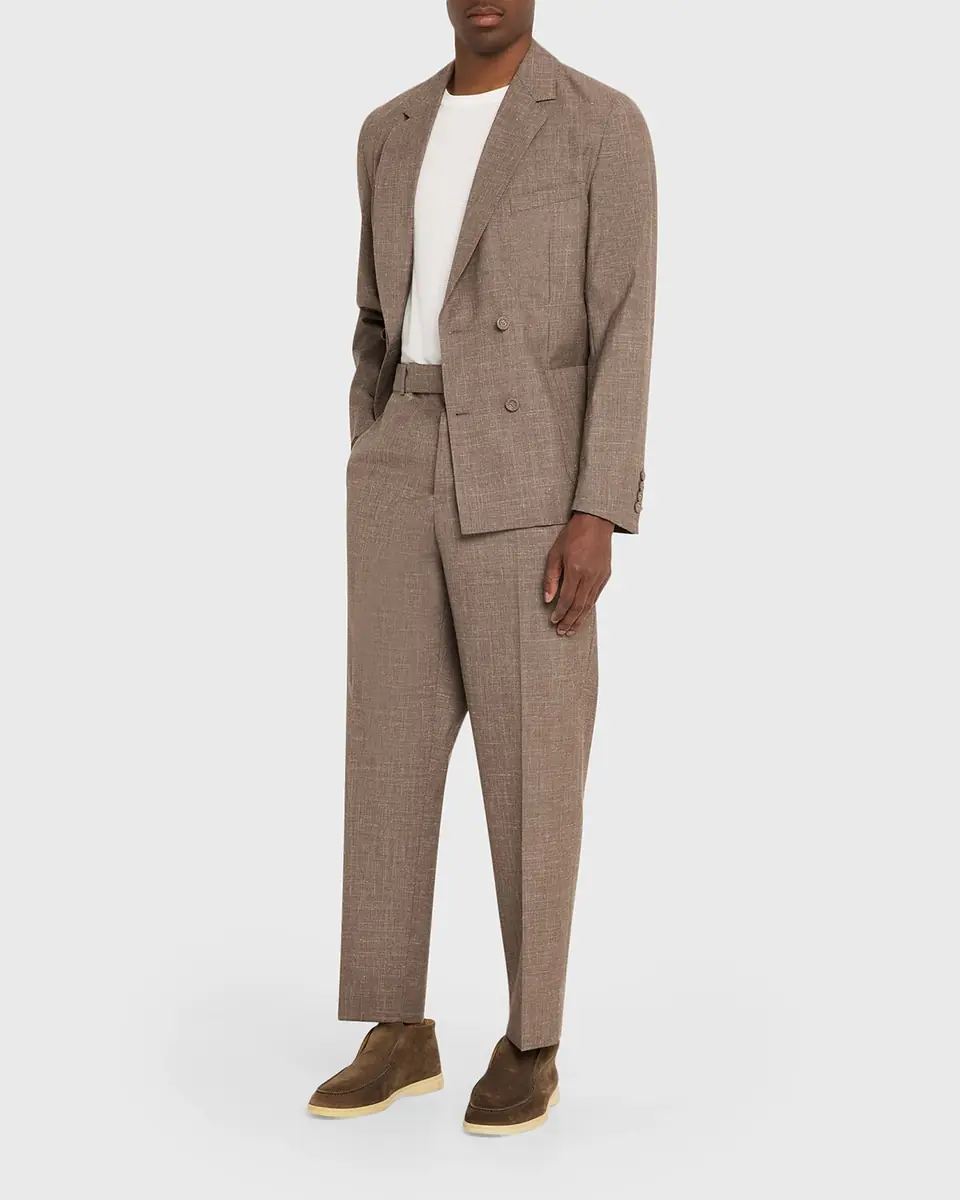 OFFICINE GÉNÉRALE Men's Light Brown Wool Leon Double-Breasted Sport Coat | Thumbnail 6 OFFICINE GÉNÉRALE Men's Light Brown Wool Leon Double-Breasted Sport Coat | Thumbnail 6