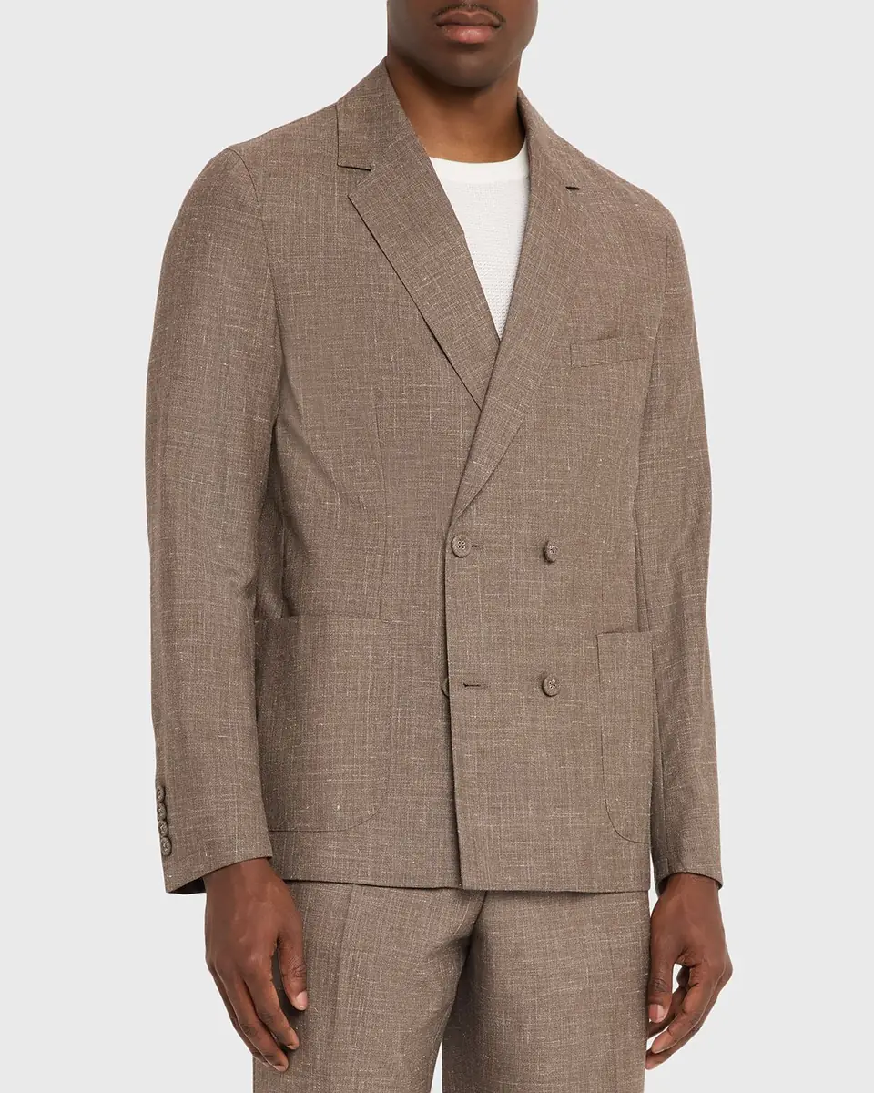 OFFICINE GÉNÉRALE Men's Light Brown Wool Leon Double-Breasted Sport Coat | Thumbnail 8 OFFICINE GÉNÉRALE Men's Light Brown Wool Leon Double-Breasted Sport Coat | Thumbnail 8