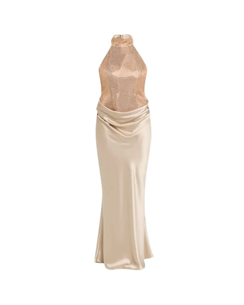 Retrofête Vanya Sequined Satin Halter Gown | Image 1 Retrofête Vanya Sequined Satin Halter Gown | Image 1