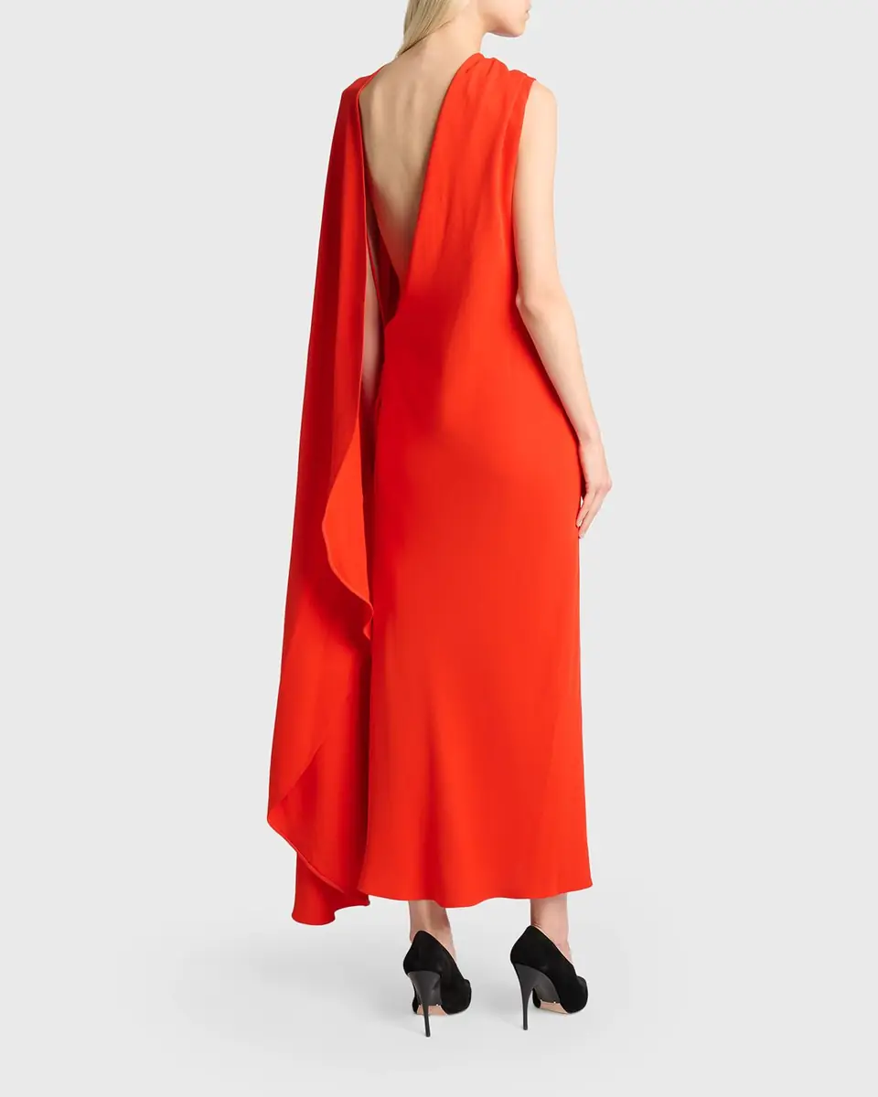 Balenciaga Silk-Wool Draped Cape Midi Dress | Thumbnail 2 Balenciaga Silk-Wool Draped Cape Midi Dress | Thumbnail 2