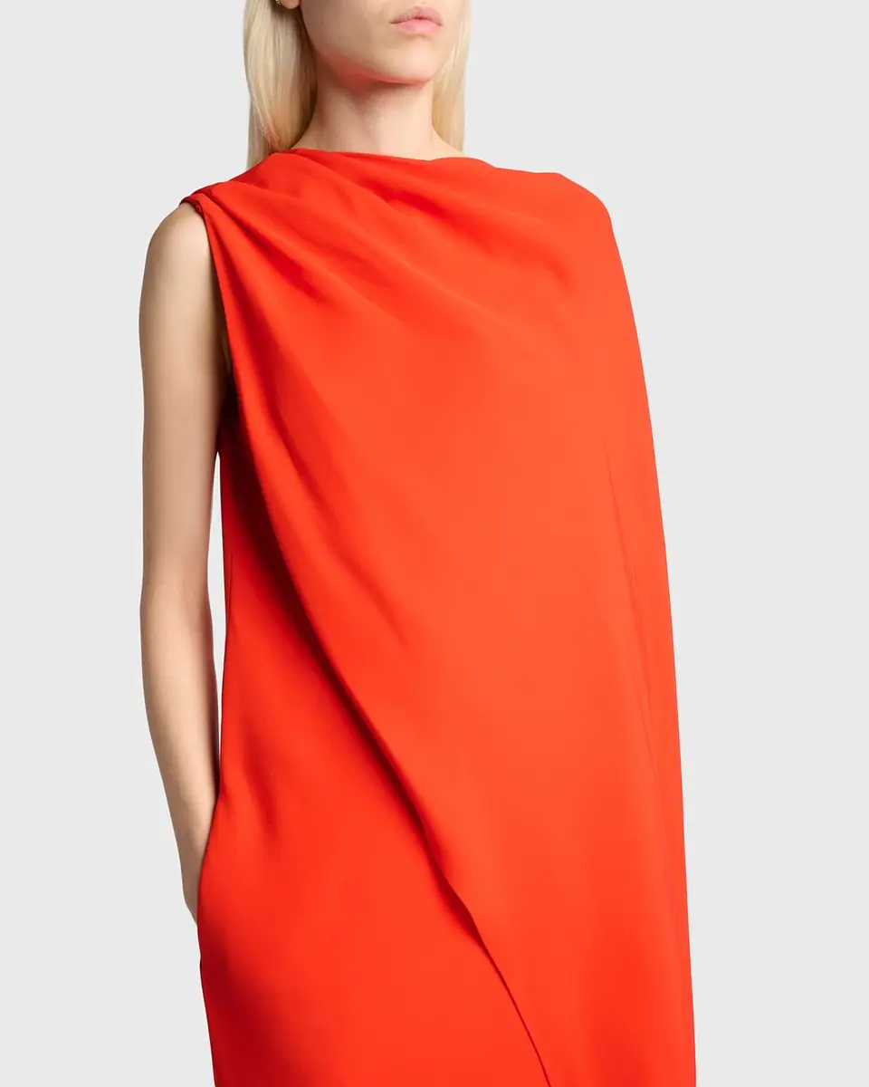 Balenciaga Silk-Wool Draped Cape Midi Dress | Thumbnail 4 Balenciaga Silk-Wool Draped Cape Midi Dress | Thumbnail 4