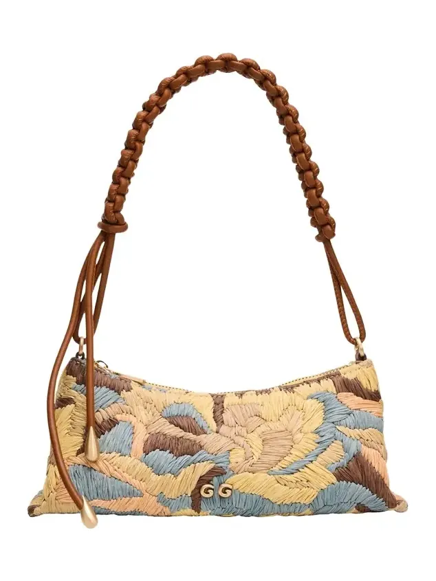 Cult Gaia Osa Braided-Strap Raffia Shoulder Bag