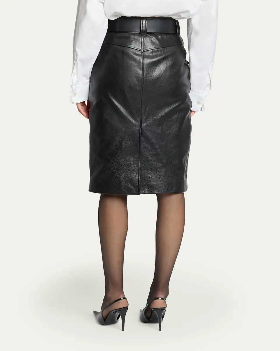 Saint Laurent Leather Pencil Skirt | Thumbnail 3 Saint Laurent Leather Pencil Skirt | Thumbnail 3