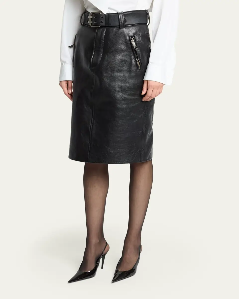 Saint Laurent Leather Pencil Skirt | Thumbnail 4 Saint Laurent Leather Pencil Skirt | Thumbnail 4