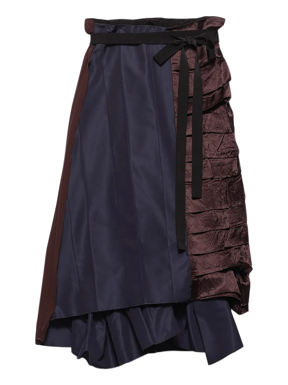 Prada Silk Faille Patchwork Midi Wrap Skirt