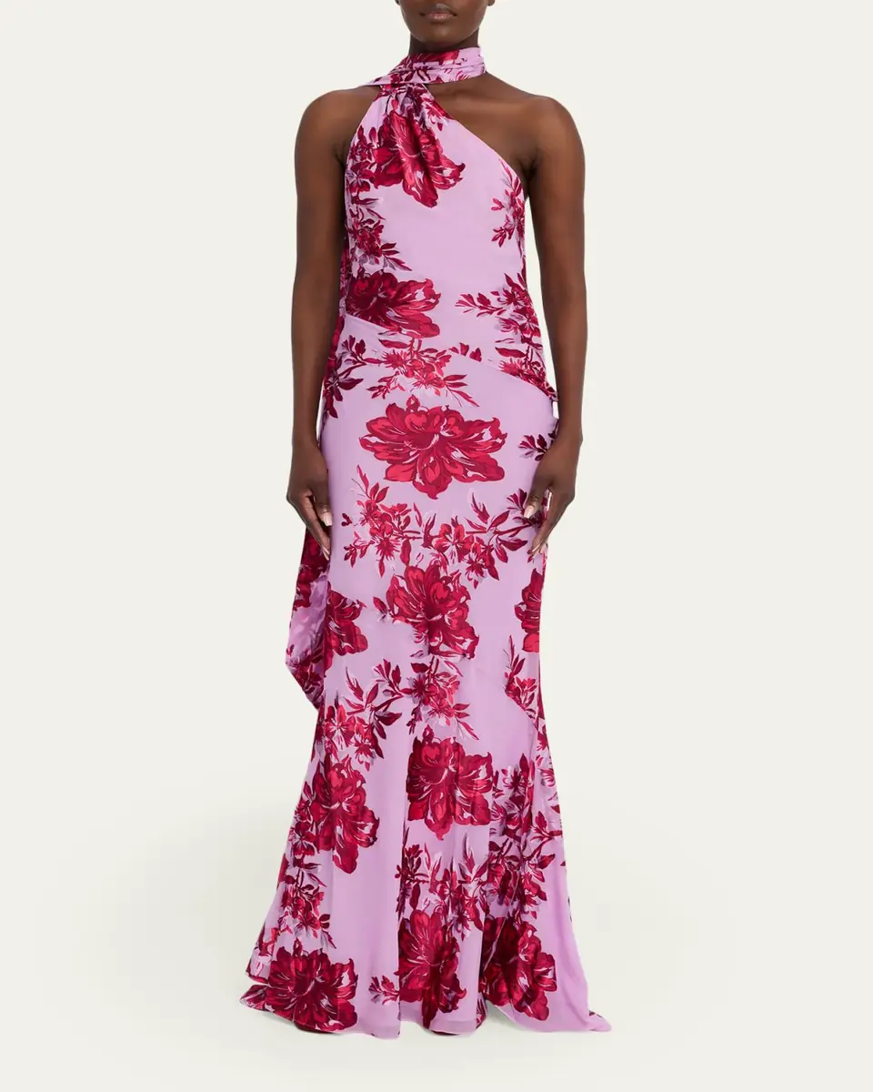 Retrofête Lorenna Floral One-Shoulder Scarf Gown | Thumbnail 2 Retrofête Lorenna Floral One-Shoulder Scarf Gown | Thumbnail 2