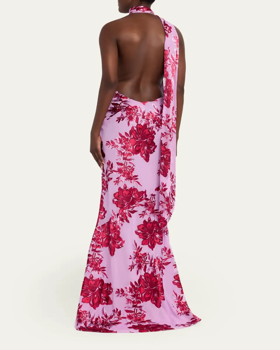 Retrofête Lorenna Floral One-Shoulder Scarf Gown | Thumbnail 3 Retrofête Lorenna Floral One-Shoulder Scarf Gown | Thumbnail 3