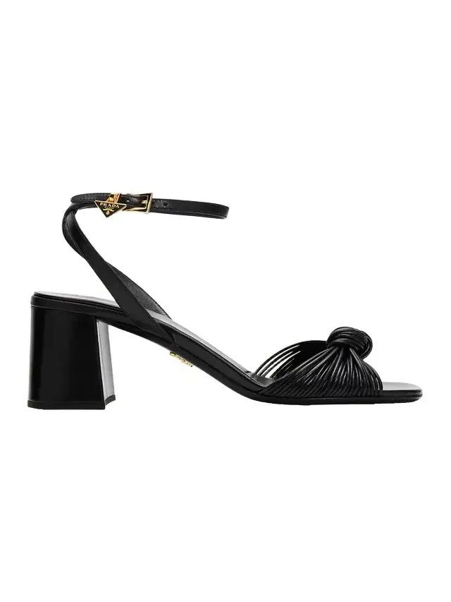 65mm Knotted Leather Block-Heel Sandals 65mm Knotted Leather Block-Heel Sandals