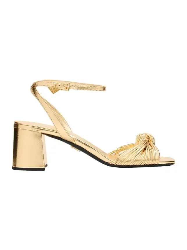 65mm Knotted Metallic Leather Sandals