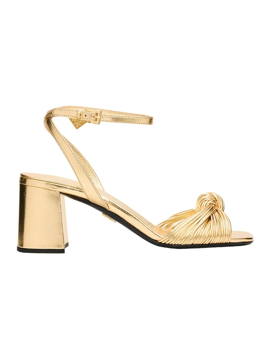 65mm Knotted Metallic Leather Sandals 65mm Knotted Metallic Leather Sandals