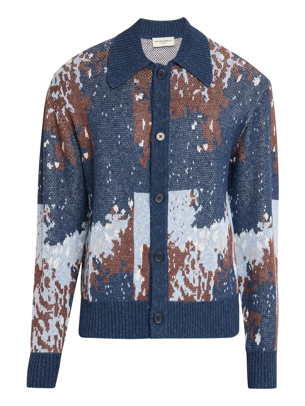Men's Multicolor Linen Blend Abstract Cardigan Men's Multicolor Linen Blend Abstract Cardigan