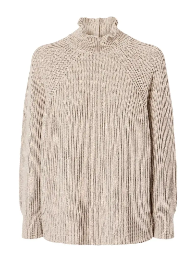 Max Mara Camino Ruffled Ribbed-knit Cotton Sweater | Image 1 Max Mara Camino Ruffled Ribbed-knit Cotton Sweater | Image 1
